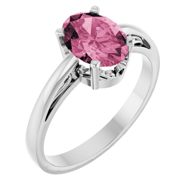 Oval Pink Tourmaline Solitaire Ring in Gold