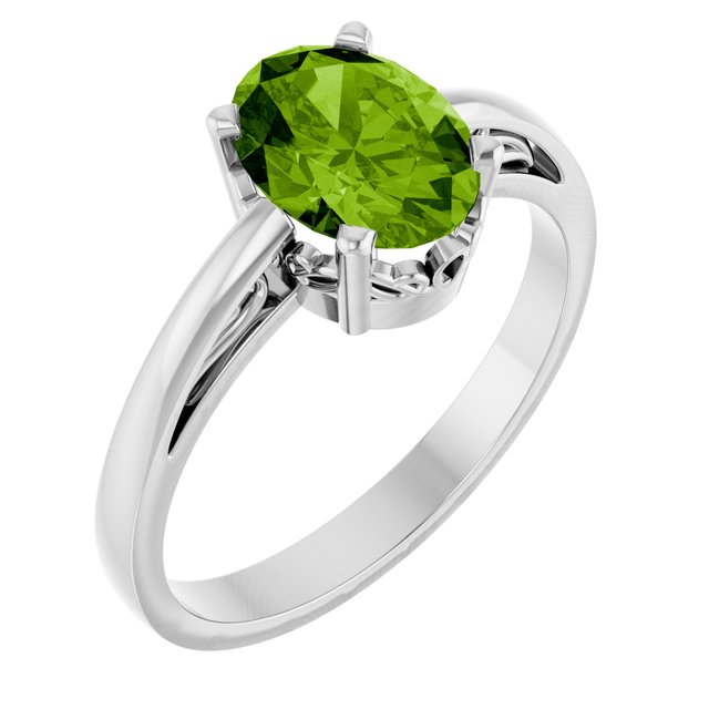 Oval Peridot Solitaire Ring in Gold