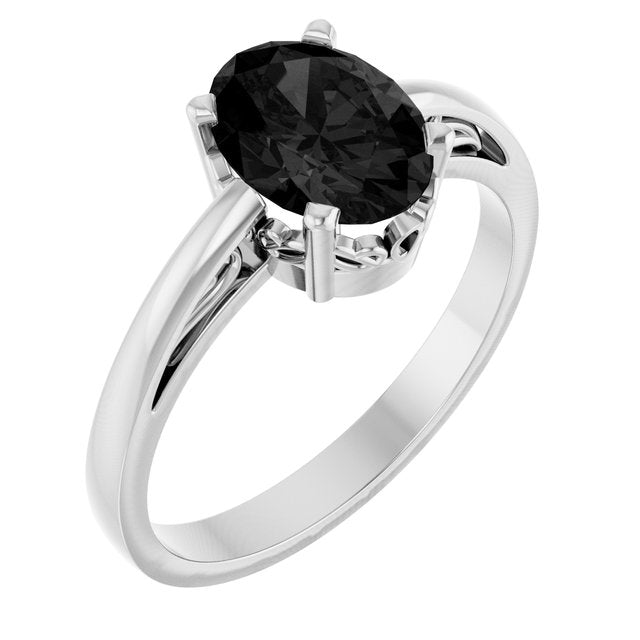Oval Black Onyx Solitaire Ring in Gold