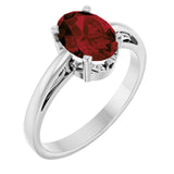 Oval Mozambique Garnet Solitaire Ring in Gold