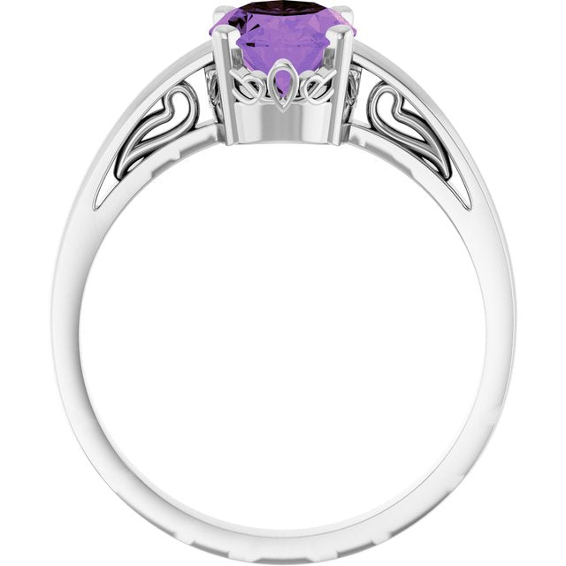 Oval Amethyst Solitaire Ring in Gold