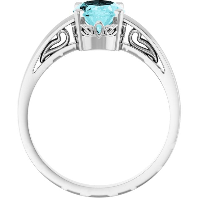 Oval Blue Zircon Solitaire Ring in Gold