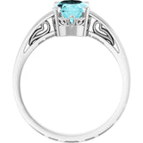 Oval Blue Zircon Solitaire Ring in Gold