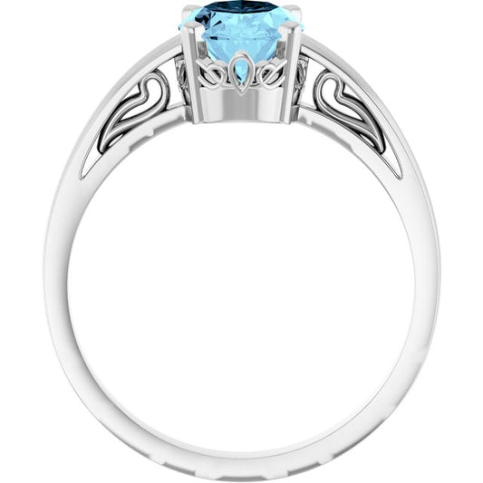 Oval Aquamarine Solitaire Ring in Gold