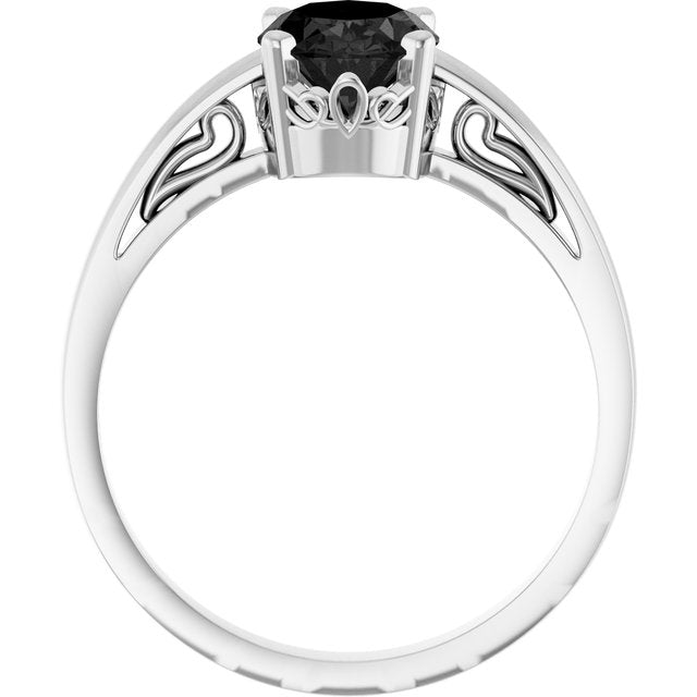 Oval Black Onyx Solitaire Ring in Gold