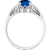 Oval Lab-Grown Blue Sapphire Solitaire Ring in Gold
