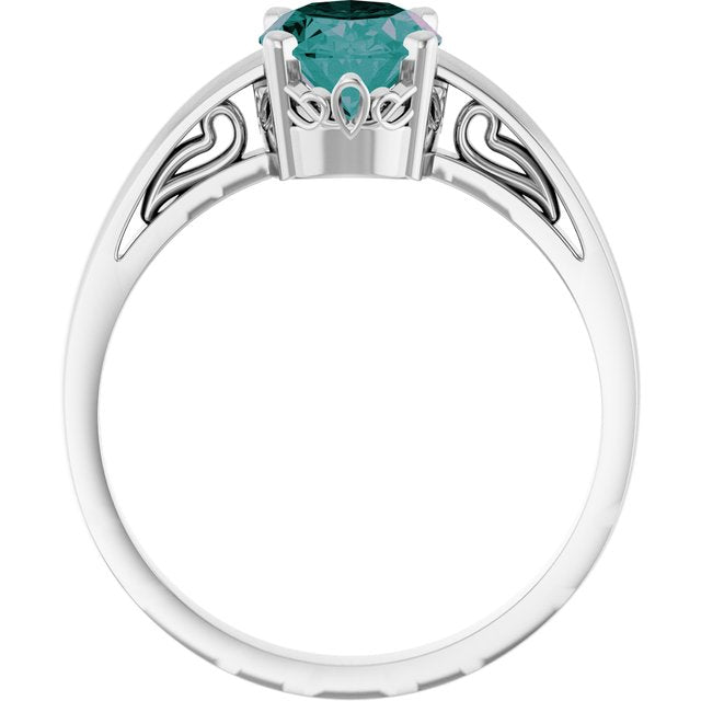 Oval Lab-Grown Alexandrite Solitaire Ring in Gold