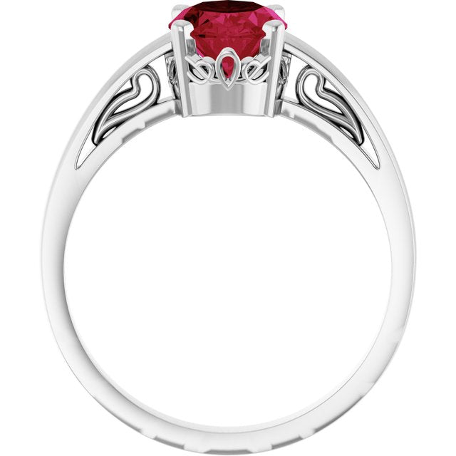 Oval Lab-Grown Ruby Solitaire Ring in Gold