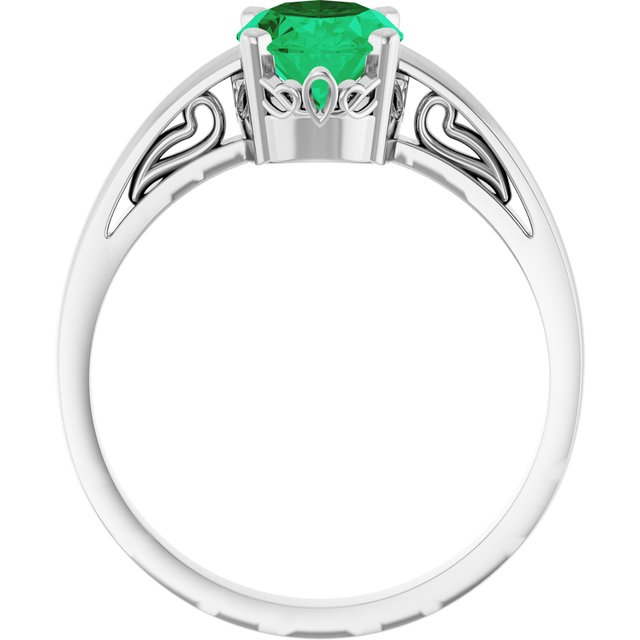 Oval Lab-Grown Emerald Solitaire Ring in Gold