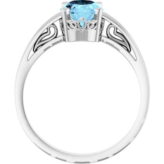 Oval Aquamarine Solitaire Ring in Gold