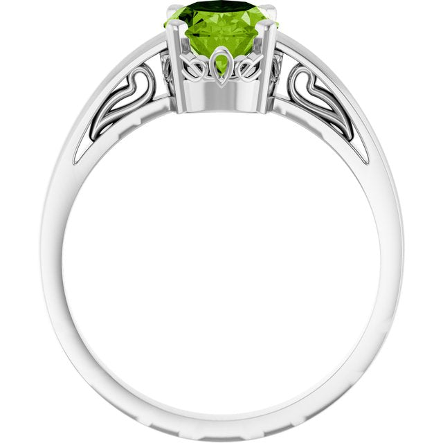 Oval Peridot Solitaire Ring in Gold