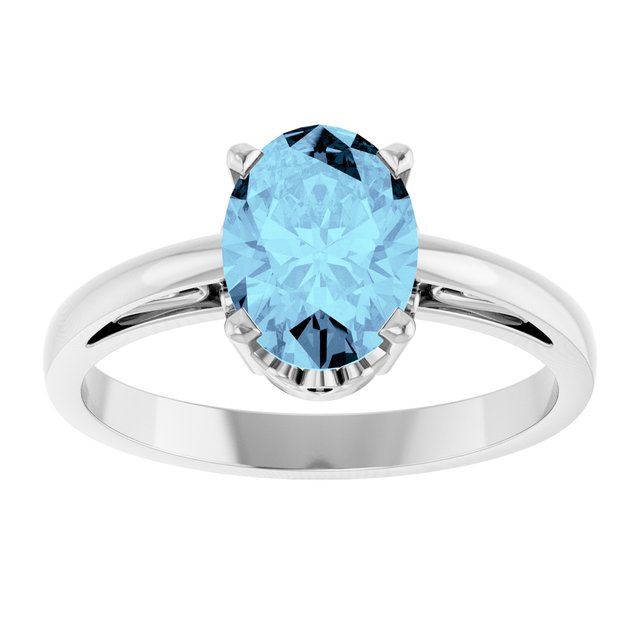 Oval Aquamarine Solitaire Ring in Gold