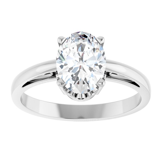 Oval White Sapphire Solitaire Ring in Gold
