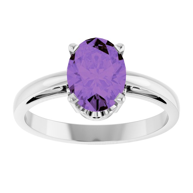 Oval Amethyst Solitaire Ring in Gold
