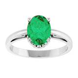 Oval Lab-Grown Emerald Solitaire Ring in Gold