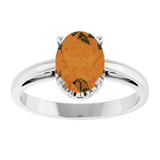 Oval Citrine Solitaire Ring in Gold