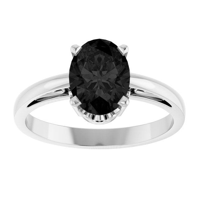 Oval Black Onyx Solitaire Ring in Gold