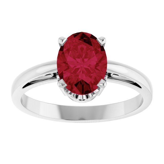 Oval Lab-Grown Ruby Solitaire Ring in Gold