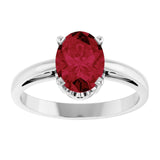Oval Lab-Grown Ruby Solitaire Ring in Gold
