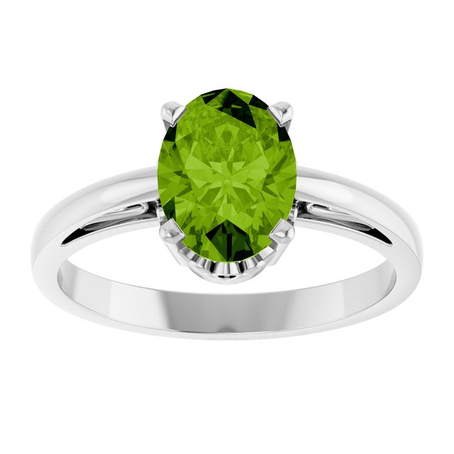 Oval Peridot Solitaire Ring in Gold