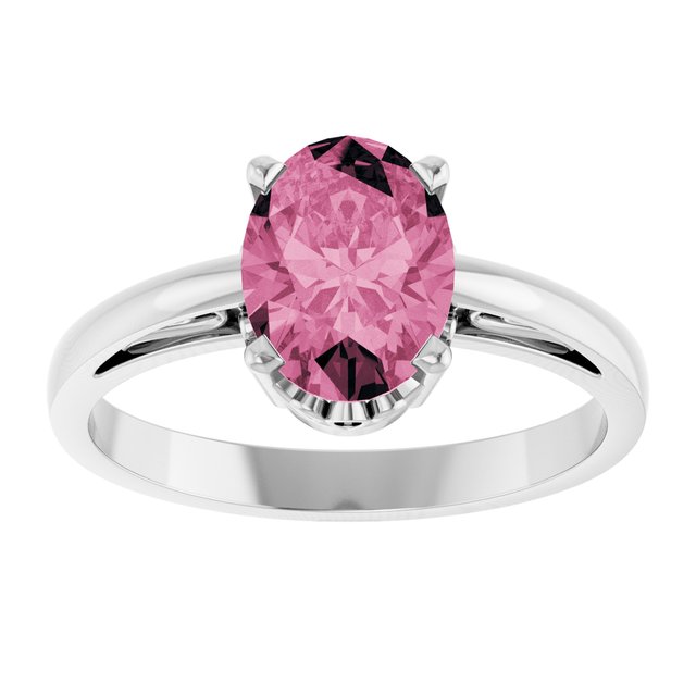 Oval Pink Tourmaline Solitaire Ring in Gold