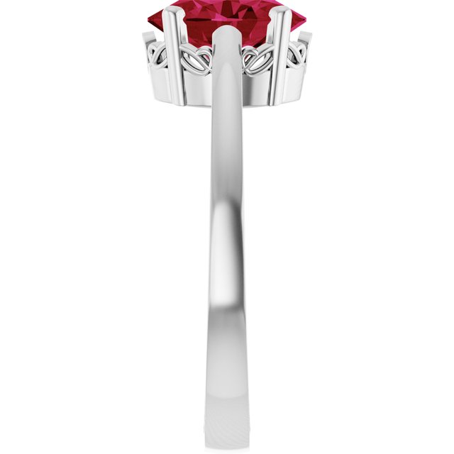 Oval Lab-Grown Ruby Solitaire Ring in Gold