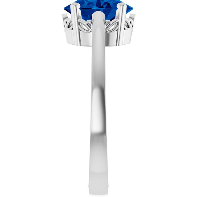 Oval Lab-Grown Blue Sapphire Solitaire Ring in Gold