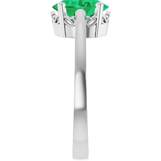 Oval Lab-Grown Emerald Solitaire Ring in Gold