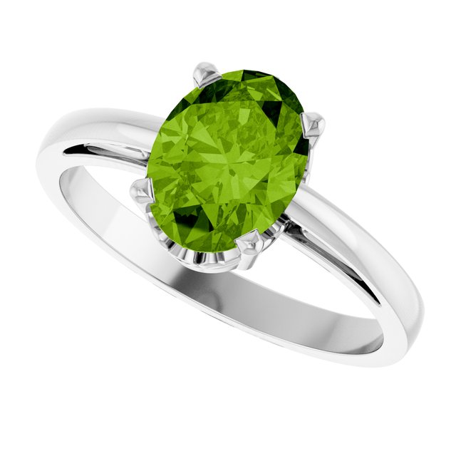 Oval Peridot Solitaire Ring in Gold
