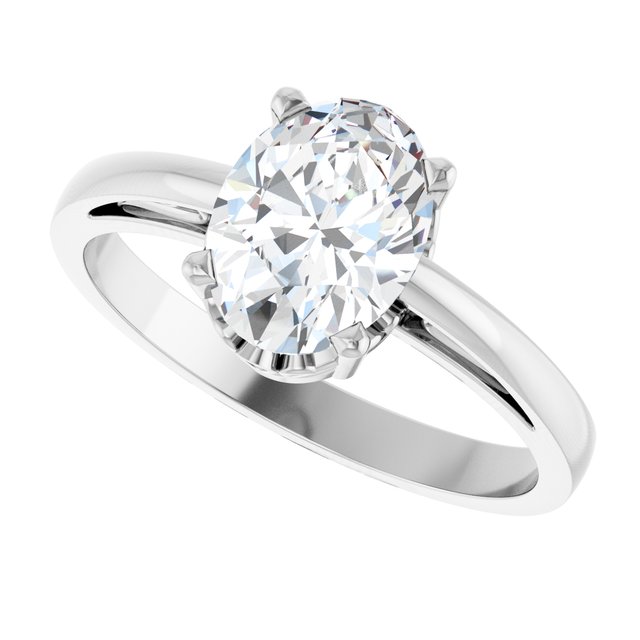 Oval White Sapphire Solitaire Ring in Gold
