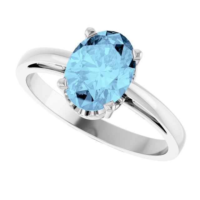 Oval Aquamarine Solitaire Ring in Gold
