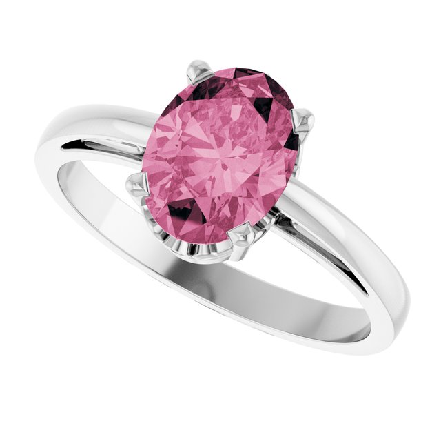 Oval Pink Tourmaline Solitaire Ring in Gold