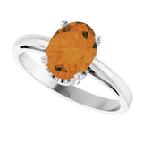 Oval Citrine Solitaire Ring in Gold