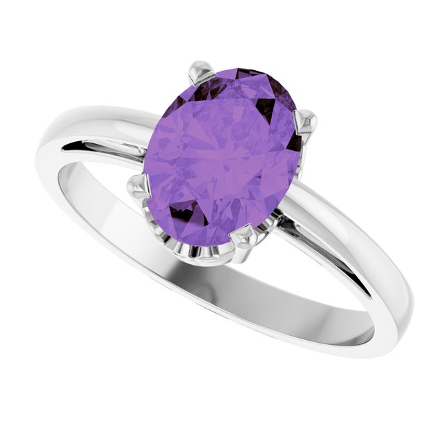 Oval Amethyst Solitaire Ring in Gold