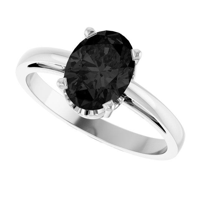 Oval Black Onyx Solitaire Ring in Gold