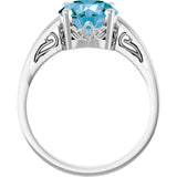 Round Swiss Blue Topaz Solitaire Ring in Gold