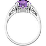 Round Amethyst Solitaire Ring in Gold