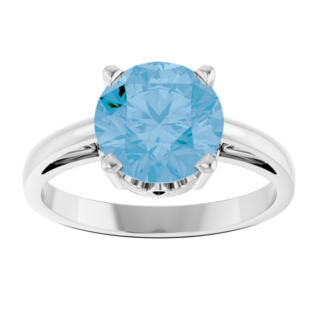 Round Swiss Blue Topaz Solitaire Ring in Gold