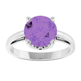 Round Amethyst Solitaire Ring in Gold