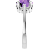 Round Amethyst Solitaire Ring in Gold