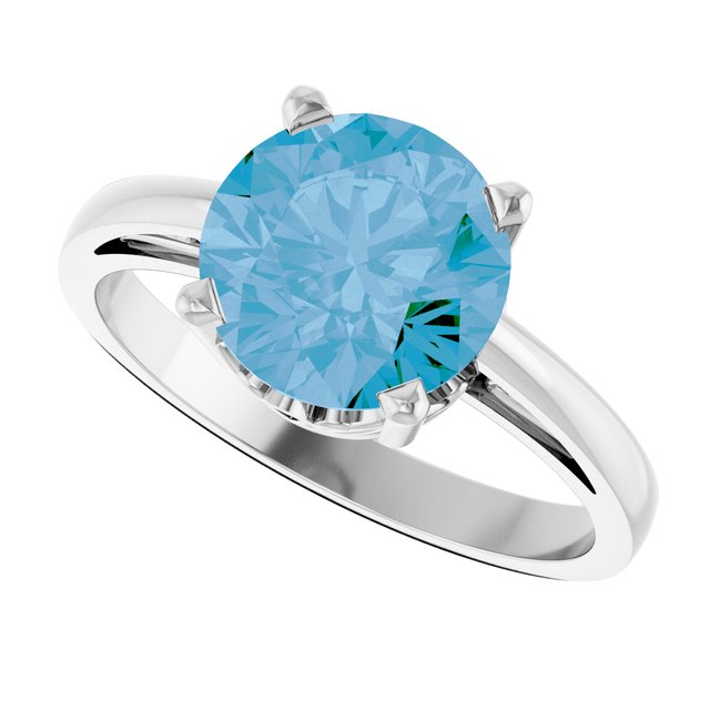 Round Swiss Blue Topaz Solitaire Ring in Gold