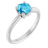 Natural Aquamarine 10k White Gold Solitaire Ring in