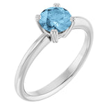 Natural Sky Blue Topaz 10k White Gold Solitaire Ring in