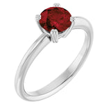 Natural Mozambique Garnet 10k White Gold Solitaire Ring in | round