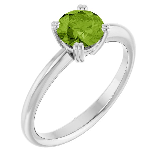 Natural Peridot 10k White Gold Solitaire Ring in