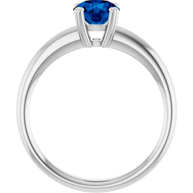Lab-Grown Blue Sapphire 10k White Gold Solitaire Ring in