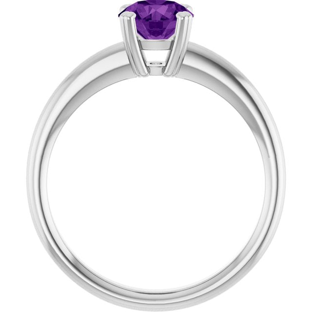 Natural Amethyst 10k White Gold Solitaire Ring in