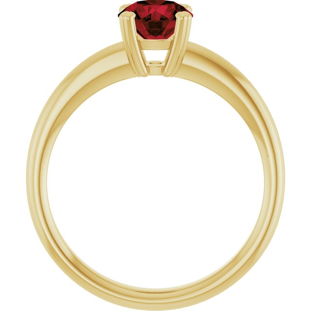 Natural Mozambique Garnet Yellow Gold Solitaire Ring in | round