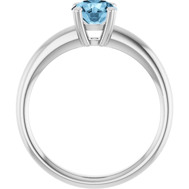 Natural Sky Blue Topaz 10k White Gold Solitaire Ring in