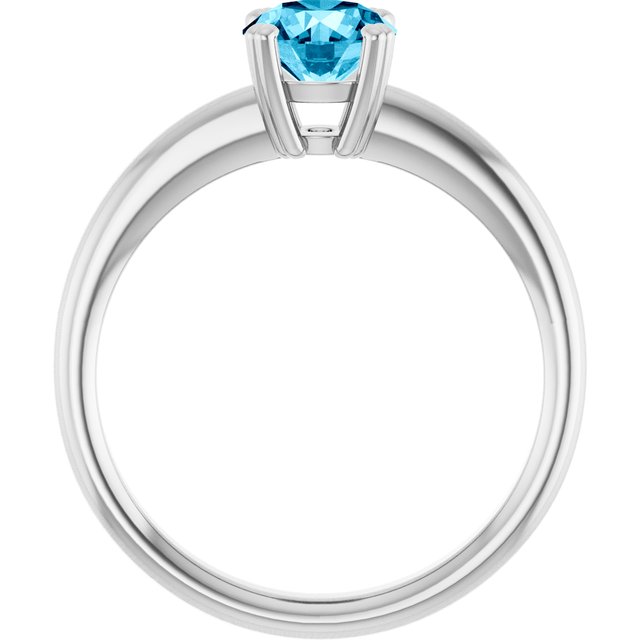 Natural Aquamarine 10k White Gold Solitaire Ring in